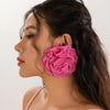 Salircon Exaggerated Large Rose Flower Earrings For Women Statement Pierced Stud Earrings Ladies Party Dinner Jewelry - Image 4