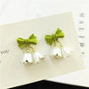 Flower Hanging Earrings White Enamel Floral Acrylic Petals Crystal Imitation Pearl Dangle Earrings for Women - Image 15