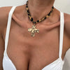 Exaggerated Metal Large Starfish Pendant Necklace for Women Vintage Brown Leopard Print Rope Short Choker Necklace Jewelry - Image 10