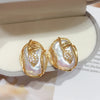 Big Baroque Pearl Jewelry Sets Gold Plating Freshwater Pearl Necklace Earrings For Women Gift - Image 5