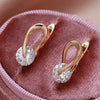 Special Inlay Single Zircon Women's Earrings Gold Elegant Curve Piercing Jewelry Girl Wedding Earring Gift - Image 1