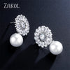 Bohemian White Pearl Drop Earrings for Women Cubic Zircon Leaf Dangle Earring Korea Bridal Wedding Jewelry Gift - Image 5