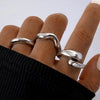 4Pcs/Set Silver Color Irregular Geometric Open Rings For Women Men Punk Metal Adjustable Knuckle Joint Ring Jewelry - Image 13