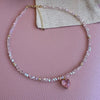 Imitation Pearl and Stone Bead Choker Necklace with Heart Pendant - Image 2