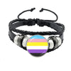 Lgbt Black Weave Leather Bracelet Bi Pride Glass Cabochon Gay Pride Rainbow Flag Photo Bangle Jewelry For Women Men Lovers Gift - Image 35