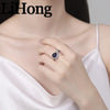 Women's Silver Set Jewelry Inlaid Simulated Sapphire Elegant Simple Necklace Earrings Ring Set Party Jewelry - Image 6