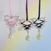 Exaggeration Elegant Pink Black Bow Tie Love Metal Heart Necklace Ribbon Pearl Pendant Necklace for Women Jewelry - Image 2