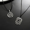 Spiral Pendant Necklace with Leather Cord in Round or Square Shapes - Image 8