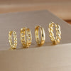 Four-Piece Stainless Steel Hoop Earring Set with Star and Leaf Motifs - Image 14