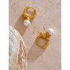 Classic Stainless Steel Simulated Pearls Geometric Hoop Earrings for All Occasions Chic Versatile Daily Golden Jewelry - Image 4