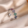 French jewelry gold plated flower zircon open ring elegant women's daily work accessory - Image 4