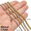 10 Pieces Wheat Necklace Gold Color Stainless Steel Wheat Chain Necklace for Men or Women Jewelry - Image 6