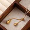 Adjustable Snake Chain Double Waterdrop Tassel Necklace 316L Stainless Steel Vintage Gold Minimalist Pull Long Collarbone - Image 6