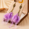 Bohemian Exaggerated Long Natural Feather Earrings for Women Vintage Rhinestone Water Drop Dangle Earring Party Wedding Jewelry - Image 9