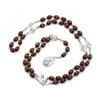 Seven Bitter Necklace Pendant Wooden Beads Virgin Mary Rosary Catholic Religious Pray Jewelry Brown - Image 1