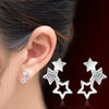 Silver Star Pendant Necklace Crystal Earrings Chain Bracelets Jewelry Sets For Women - Image 4