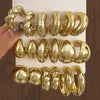 Gold Color Twisted C Shape Tear Drop Earrings Set for Women Metal Geometric Circle Earrings Jewelry - Image 1
