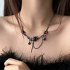 Hiphop Red Zircon Pendant Necklace for Men Chokers Black Chain Red Crystal Waterdrop Tassel Double Layered Neck Chain Jewelry - Image 2