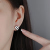 Silver Needle Black White Grid Hoop Earrings for Women Enamel Geometry Earrings Jewelry Gifts - Image 3