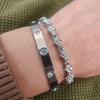 2Pcs Set Titanium Steel Zircon Bracelet For Women Men Shiny Bling Star Love Design Style Jewelry Party Gift - Image 1