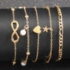 5Pcs Retro Multilayer Tassel Anklet Set for Women Bohemia Vintage Pearl Butterfly Star Heart Pendant Foot Bracelet Beach Jewelry - Image 5