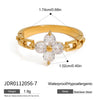 Stainless Steel Openwork Ring with Sculpted Folds in Gold-Tone - Image 16