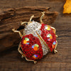 cartoon rhinestonne studded seven star ladybug brooch alloy enamel beetle men's women's clothing pin - Image 1