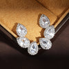 Shiny Zircon Leaf Stud Earrings For Women Crystal Water Drop Ear Cuff Wrap Earring Wedding Jewelry - Image 2