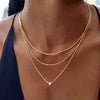 Miia Gold Plated Stainless Steel Three-layer Necklace with a Round White Cubic Zirconia Pendant, 35/40/45+5cm - Image 2