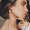Women Gold Hoop Earrings Gold Plated Thick Gold Hoops Earrings With Silver Needles Gift for Women - Image 5