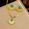 316L Stainless Steel Golden Flower Heart Moon Pearl Necklace Earrings Set For Women Girl Jewelry Suit - Image 15