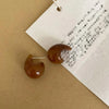 Retro Simple Amber Brown Stereo Geometry Comma Resin Dark Fringe Stud Earrings for Women Korean Charm Jewelry Accessories Gifts - Image 5