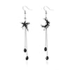 Black Crystal Waterdrop Earrings for Women Punk Asymmetric Star Moon Long Tassel Earring Girls Party Daily Wear Jewelry - Image 5