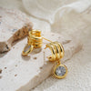 Chic Three Layers CC Piercing Mini Earclip Chunky Circle Zircon Pendant Huggie Hoop Earrings for Women Vintage Jewelry - Image 2