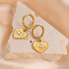 Gold Plated Vintage Wedding Couple Jewelry Earrings Stainless Steel Geometric Heart-shaped Pendant Earrings for Women Gifts - Image 4