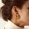Thick Round C Shape Chunky Hoop Earrings Women Glossy Circle Gold Silver Color Steel Needle Stud Huggie Earrings Jewelry - Image 3