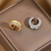 Double Layer Stainless Steel Ear Cuff with Clear Zircon Accents - Image 1