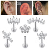 Flower Cluster Cartilage Piercing Stud with Clear Stone Accents - Image 1