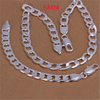 Silver Classic men 6MM 8MM Chain Bracelets necklace Jewelry set for woman Charm wedding gifts - Image 7
