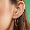 Vintage Stainless Steel Crystal Star Chain Hoop Earrings For Women Punk Pendant Square Earrings Jewelry - Image 3