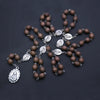 Seven Bitter Necklace Pendant Wooden Beads Virgin Mary Rosary Catholic Religious Pray Jewelry Brown - Image 3