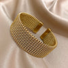 Greatera Close Line Embossing Stainless Steel Men's Bracelet Braided Mesh Open Bangle Classic Daily Party Wear Jewelry Gifts - Image 4