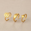 3Pcs/Set Stainless Steel Rings for Women Men Vintage Geometric Vortex Star Open Rings Set Advanced Design Jewelry Gifts - Image 4