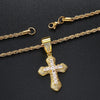 Hip Hop Cross Necklace For Men Cubic Zirconia Iced Out Pendant Gold Color Stainless Steel Rope Chain On Neck Jewelry - Image 4