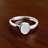 Classic Simple Silver Adjustable Oval White Chalcedony Ring for Women Girls Geometry Jewelry Accessories Gift - Image 1
