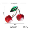 Crystal Dark Red Cherry Brooches For Women Clothing Cute Alloy Crystal Fruit Enamel Pins Party Jewelry Gifts - Image 6