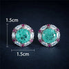 Flower-Setting Stud Earrings with Round Color Stones - Image 4