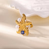 Blue Colorful Zircon Rings For Women Stainless Steel Gold Plated Flower Butterfly Ring Party Shiny Jewelry - Image 7