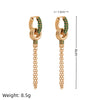 Vintage Long Chain Double Ring Two-tone Hoop Earrings for Women Sparkling CZ Zircon Small Circle Chunky Ear Ring Unique Jewelry - Image 7