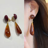 Vintage Korean Style Maillard Brown Ear Clips Women's Coffee Irregular Geometric Clip Earrings Without Ears Hole - Image 2